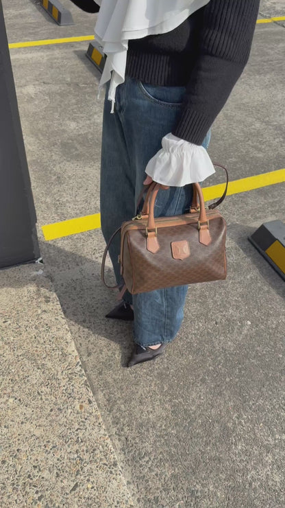 Celine Brown Macadam Mini Boston Bag
