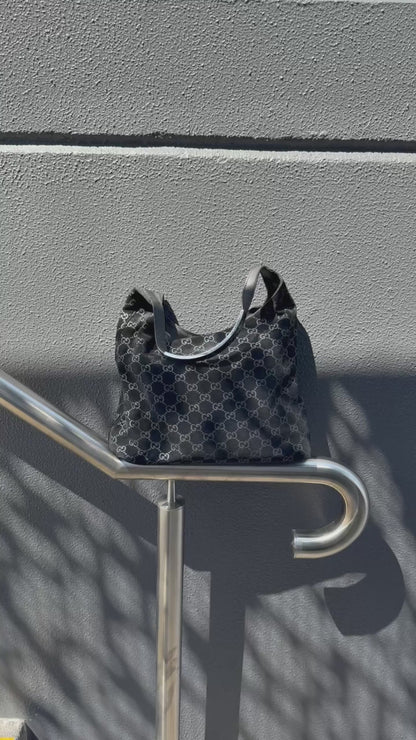 Gucci Tom Ford Era Suede Monogram Black Shoulder Bag