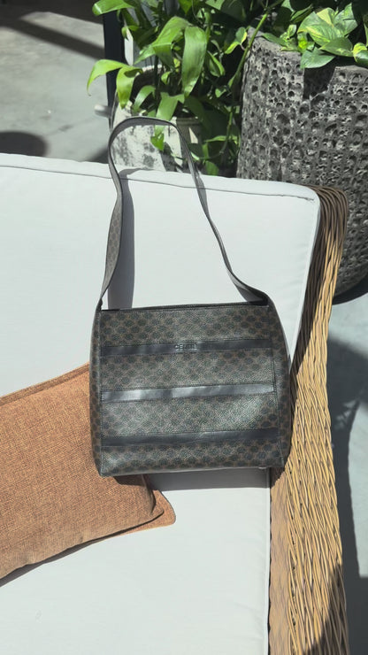 Celine Macadam Coated Canvas Shoulder Bag