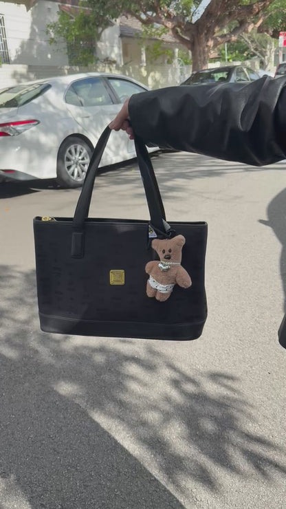MCM Black Monogram Tote Bag