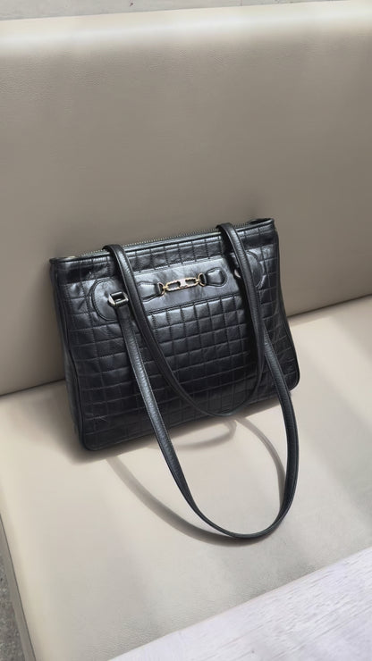 Celine Black Leather Shoulder Bag
