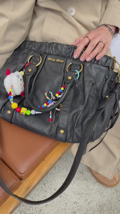 Miu Miu Vitello Black Top Handle Satchel