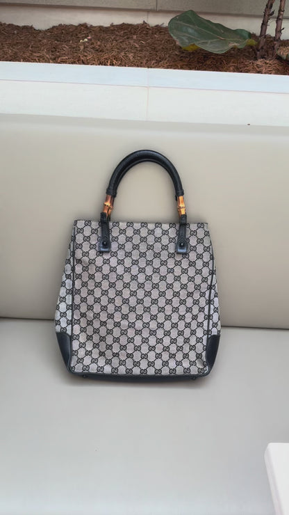Gucci GG Canvas Bamboo Handle Tote Bag
